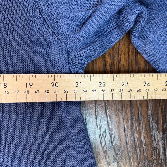 J. Jill Tunic Sweater XL Blue Linen Blend Boat Neck Lightweight Sheer Women's - Picture 9 of 12